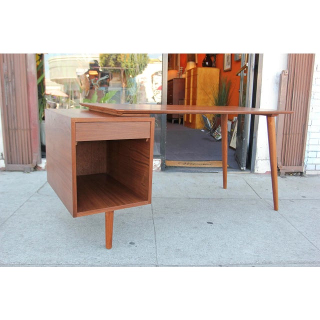 Transparent Mid-Century Style Walnut Desk For Sale - Image 8 of 13