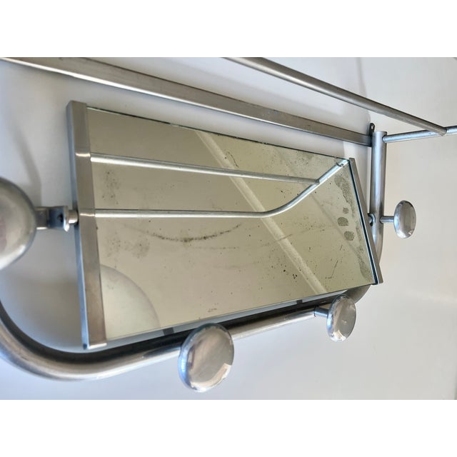 Silver Vintage French Coat Rack with Mirror, 1940s For Sale - Image 8 of 12