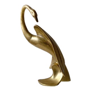 Vintage Mid Century Modern Brass Swan Sculpture by Dara International For Sale