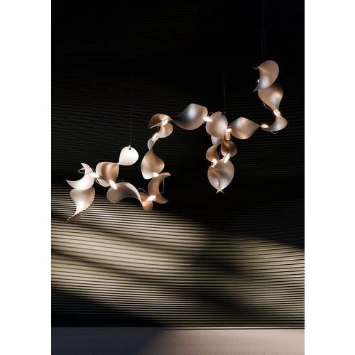 Dune 12 Spiral Pendant Light in Silver Anodized Aluminum by Moss Objects For Sale - Image 17 of 18