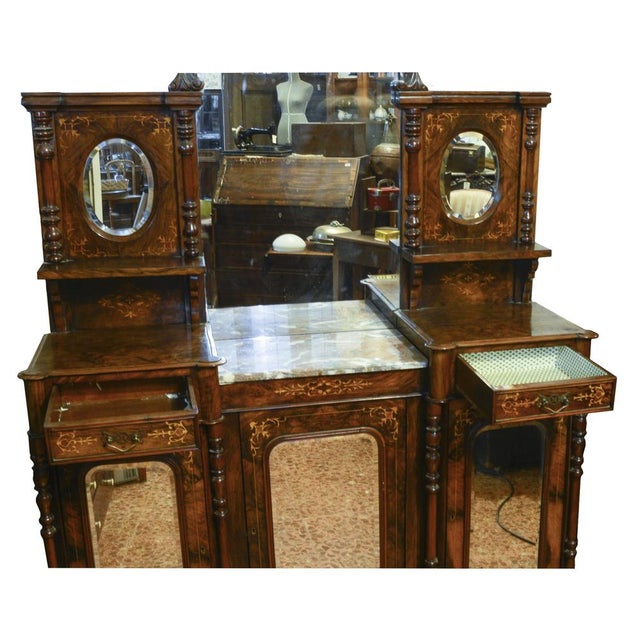 Servant Sideboard in Walnut Inlaid with France Mirror, 1850s For Sale - Image 9 of 18