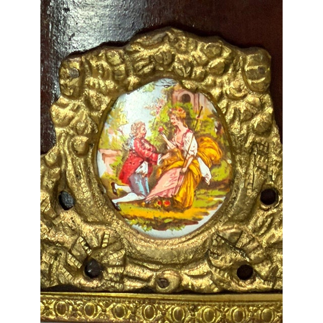 Pair Louis XV Revival Marquetry Salon Tables With Porcelain Plaques, C. 1900 For Sale - Image 9 of 18