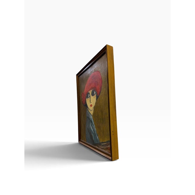 Modern “The Corn Poppy” After Kees Van Dongen Framed Portrait Oil Painting For Sale - Image 3 of 9