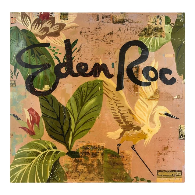 Greg Miller Signed Acrylic With MIxed Media Monumental Painting Titled Eden Roc For Sale