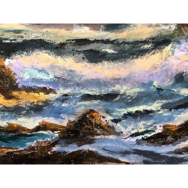 Mid 20th Century Signed Oil on Canvas of Ocean Waves For Sale - Image 5 of 13