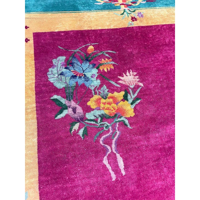 Red Antique Art Deco Chinese Rug 6' X 8'8" For Sale - Image 8 of 12