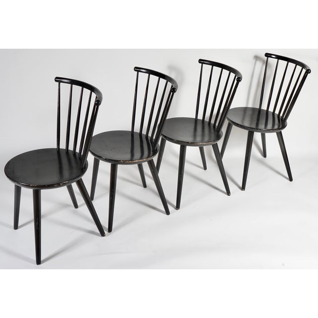 1970s Spindle Back Dining Chairs in the Style of Ilmari Tapiovaara, 1960s, Set of 4 For Sale - Image 5 of 8