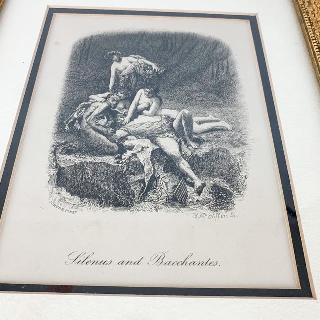 Traditional Mid 20th Century Vintage Comere Pinxt Silenus and Bacchantes Etching Print Framed Mc Goffin For Sale - Image 3 of 9