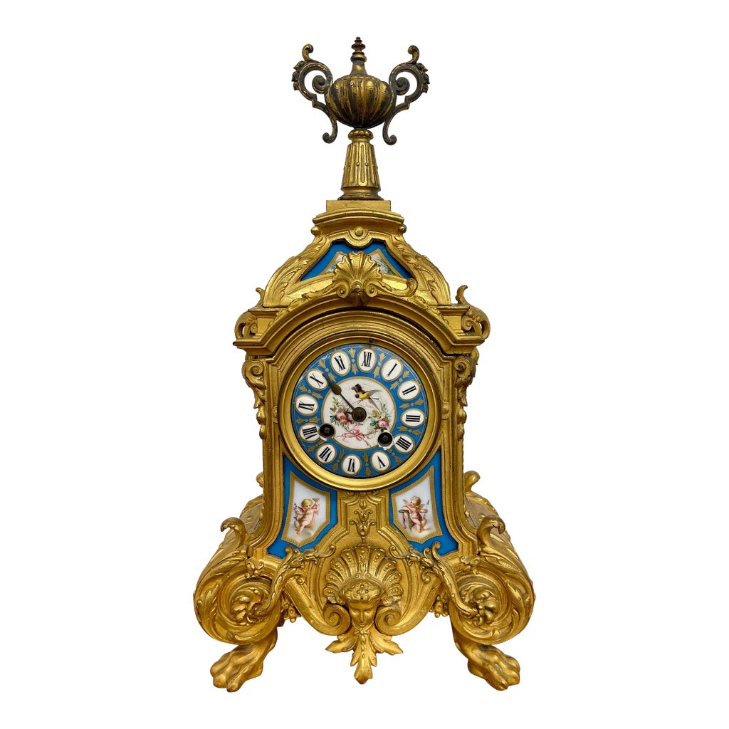 Louis XVI Dore Bronze Mantle Clock, Conrad Felsing, Berlin | Chairish