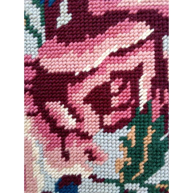 Mid 20th Century Floral With Roses Framed Needlepoint For Sale In Las Vegas - Image 6 of 14