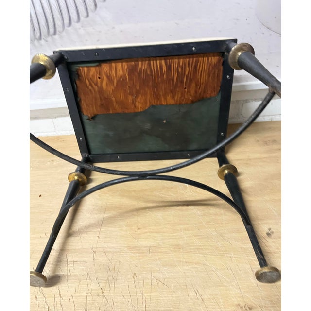1960s Black Iron Stool With Brass Accents For Sale - Image 4 of 12