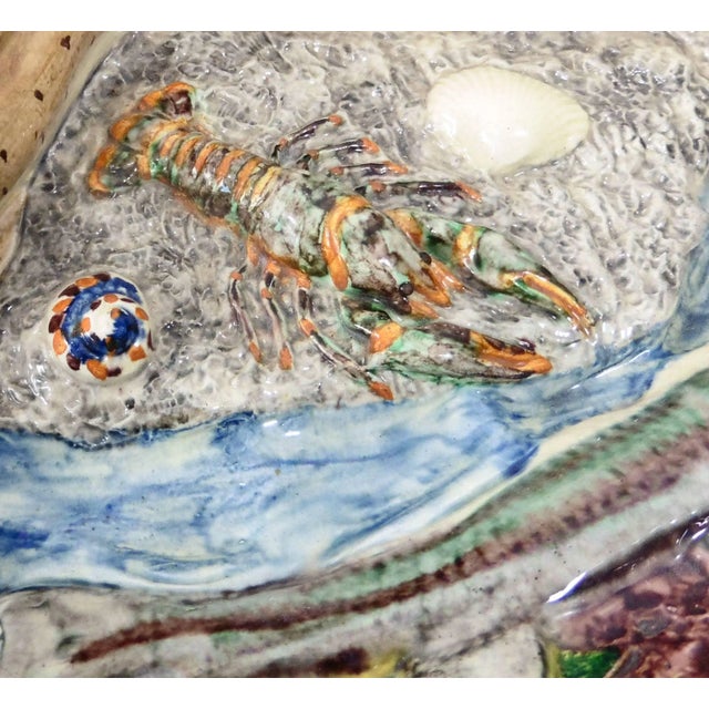 19th Century Thomas Sergent Majolica Palissy Fish Wall Platter For Sale - Image 4 of 8