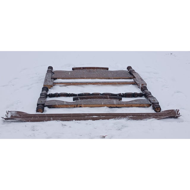 1940s Vintage Federal Era Solid Wood Spindle Back Bed For Sale - Image 4 of 12