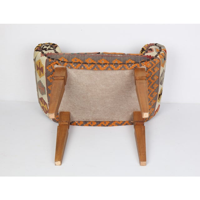 Beige High Confortable Handmade Vintage Kilim Upholstery Living Room or Entryway Bench For Sale - Image 8 of 8