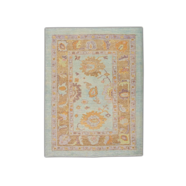 Modern Turkish Oushak Rug 4'2" x 5'8" For Sale In Houston - Image 6 of 6