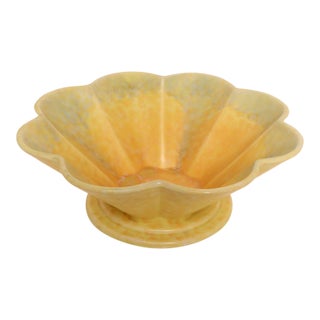 English Art Deco Ceramic Fluted Yellow, Orange and Green Compote Bowl by Beswick For Sale