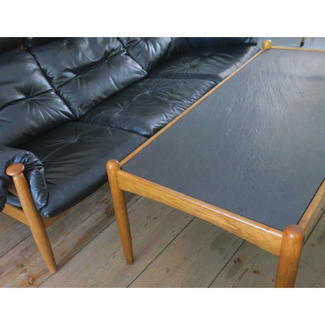Black Mid-Century Oak and Slate Coffee Table by Eric Merthen, Sweden, 1960s For Sale - Image 8 of 9