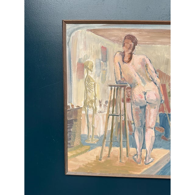 Olle C, Female Model in the Studio, 1977, Oil Painting on Canvas, Framed For Sale - Image 16 of 18