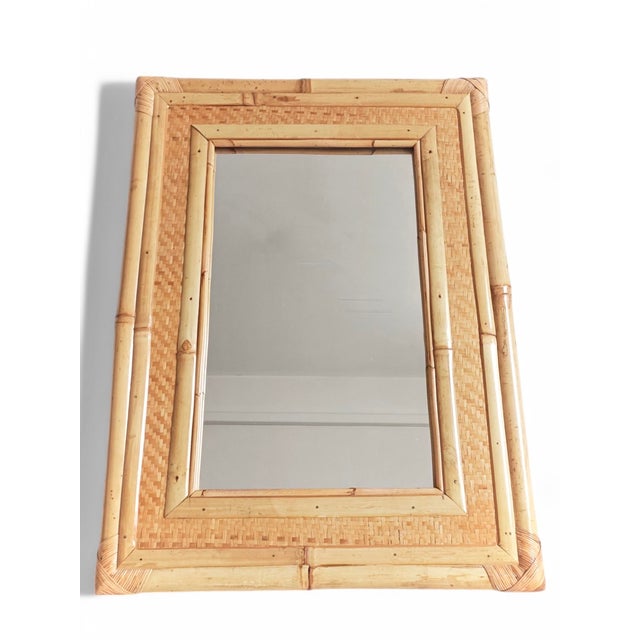 Midcentury Modern Bamboo and Woven Rattan Mirror, 1960s For Sale - Image 6 of 11