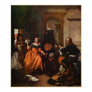 1954 After Gabriel Metsu "The Music Lesson", Vintage Full-Color Print
