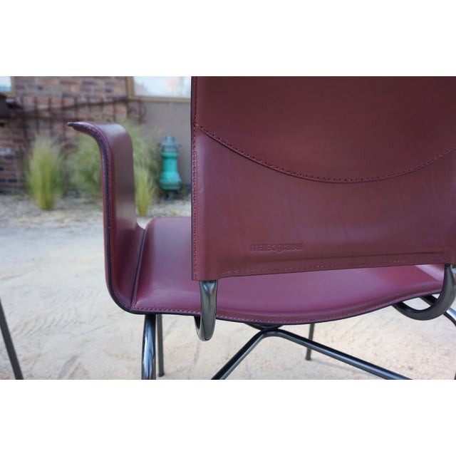 Armchairs in Bordeaux Red Leather by Ross Littell for Matteo Grassi, Steel, Italy, 1980s, Set of 2 For Sale - Image 12 of 18