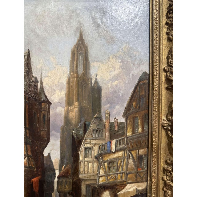 Pair 19th Century European Townscape Oil Paintings by H. Schafer For Sale - Image 11 of 15