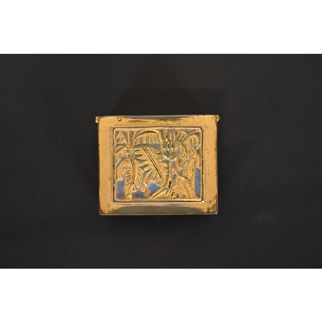 Early 20th Century Tiffany Studios New York Bookmark Bronze Doré Stamp Box For Sale - Image 5 of 12