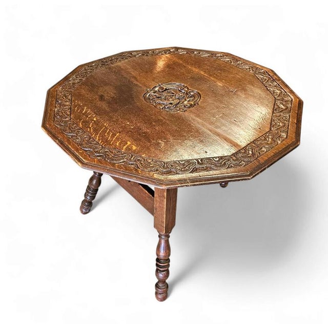 Antique Carved Tripod Folding Table in Oak, Netherlands, 1880s For Sale - Image 14 of 14