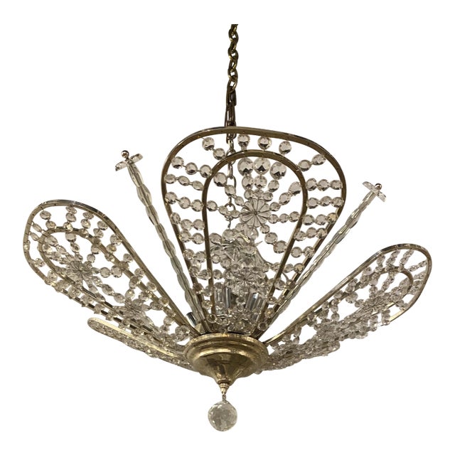 1930’s French Crystal Chandelier For Sale