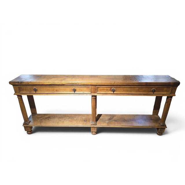 Impressive 19th-century store counter handcrafted from solid walnut, combining robust construction with the timeless...