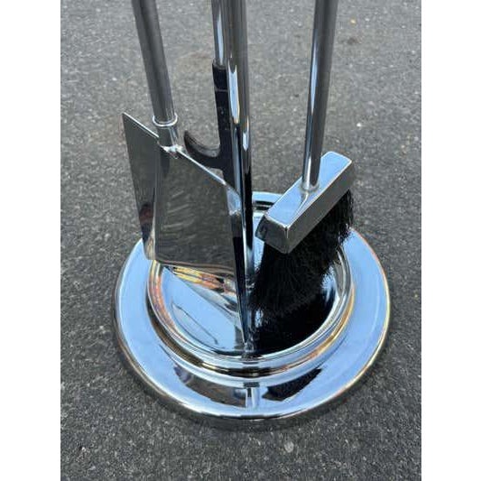 Chrome 1960's Lucite Handled Fireplace Tool set For Sale - Image 8 of 9