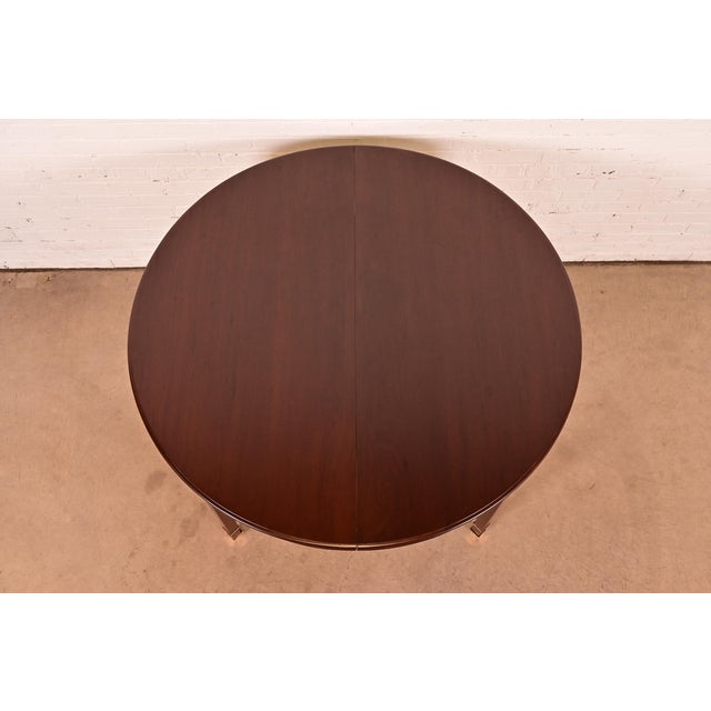 Baker Furniture Style Antique French Regency Louis XVI Mahogany Extension Dining Table, Newly Refinished For Sale - Image 11 of 13