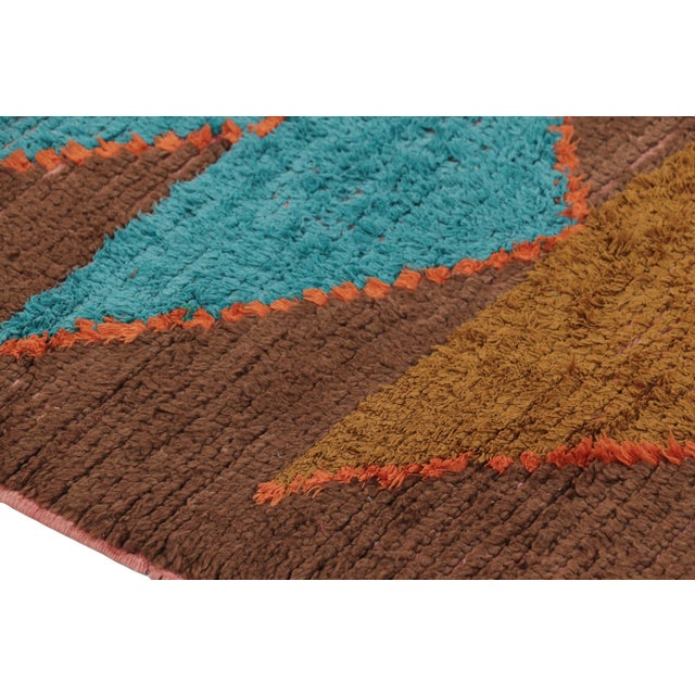 Vintage Moroccan Runner Rug in Brown With Chevron Patterns - Rug & Kilim For Sale In New York - Image 6 of 8