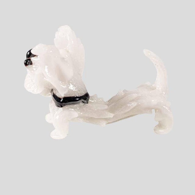 Glass Vintage White Murano Glass Scottish Terrier Dog Figurine from Barovier & Toso, 1930s For Sale - Image 7 of 11