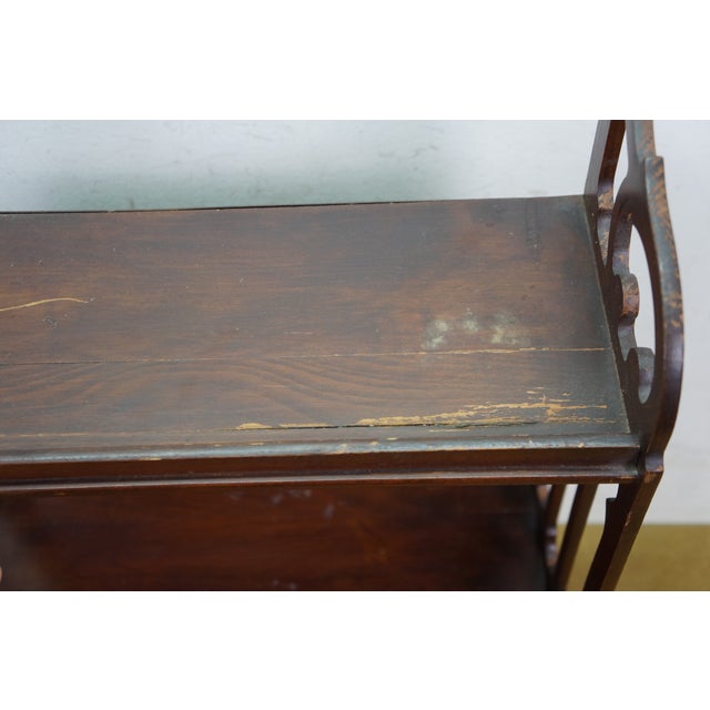 Mid 20th Century Chinese Chippendale Mahogany Fretwork Mirrored Hanging Curio Shelf Rack 24" For Sale - Image 17 of 17