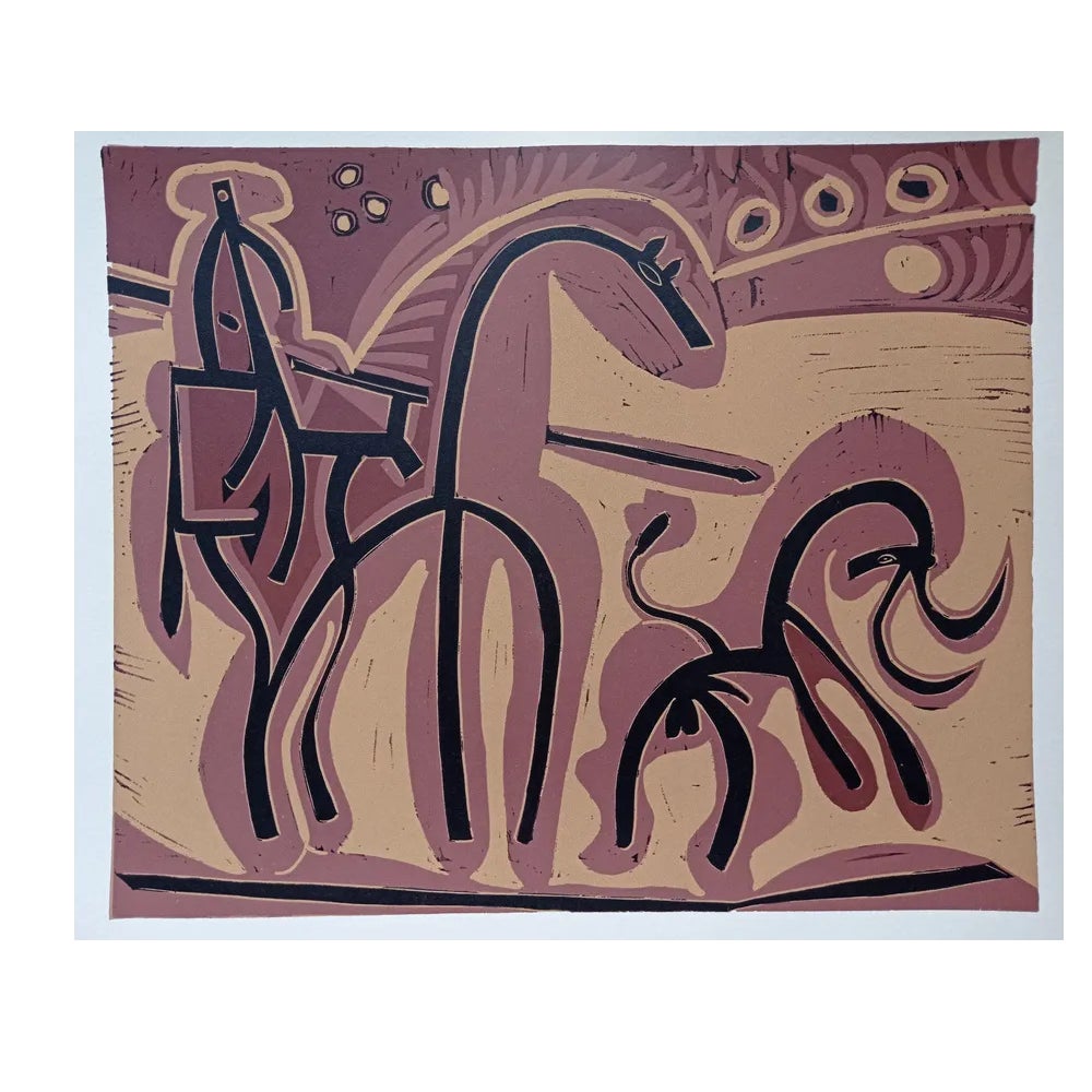 Pablo Picasso, Matador and Bull, Original Linocut, 1962 | Chairish
