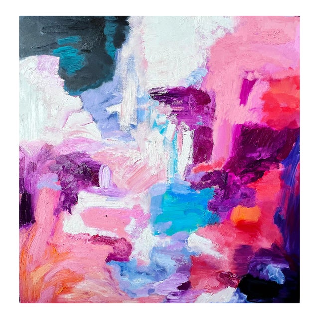 "Memories of the Sun" Original Colorful Abstract Contemporary Oil Painting by Monica Shulman For Sale