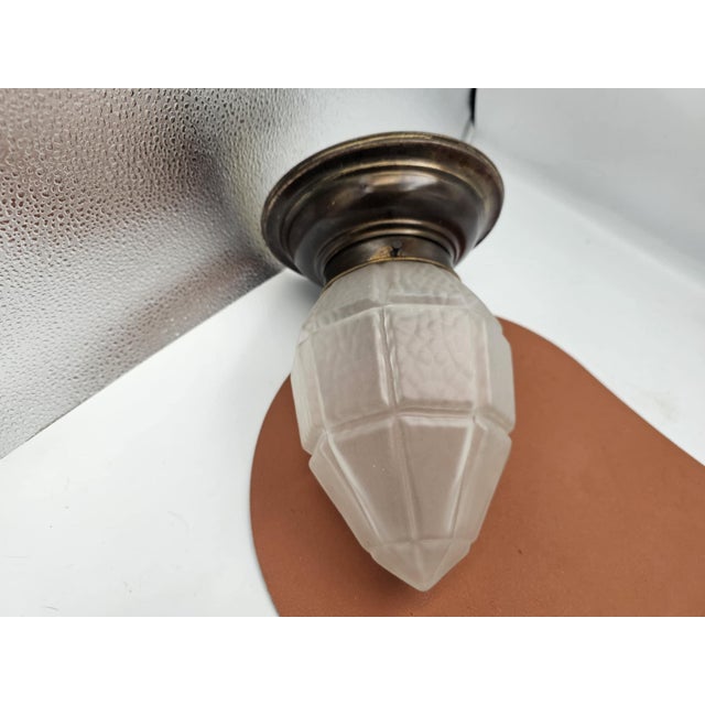 1920s Art Deco Brass Ceiling Lamp, 1920s For Sale - Image 5 of 5