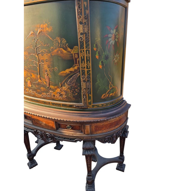 Antique Chinoiserie Curio Cabinet Hutch Vitrine Breakfront Vernis Martin Style For Sale In Philadelphia - Image 6 of 18