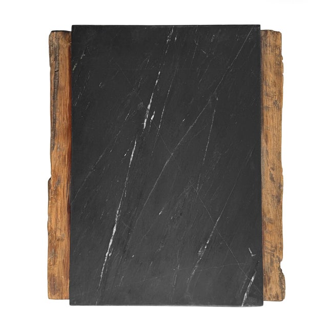 Wood Rustic Wood & Slate Side End Table For Sale - Image 7 of 9