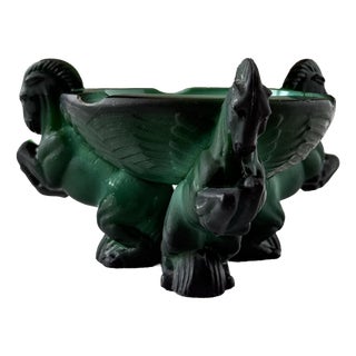 Art Deco Ingrid Ashtray in Malachite Glass by Arthur Pleva for Curt Schlevogt, 1930s For Sale