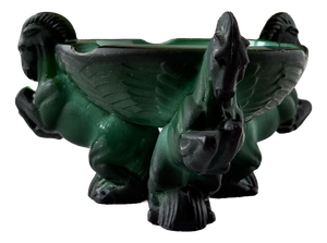 Art Deco Ingrid Ashtray in Malachite Glass by Arthur Pleva for Curt Schlevogt, 1930s