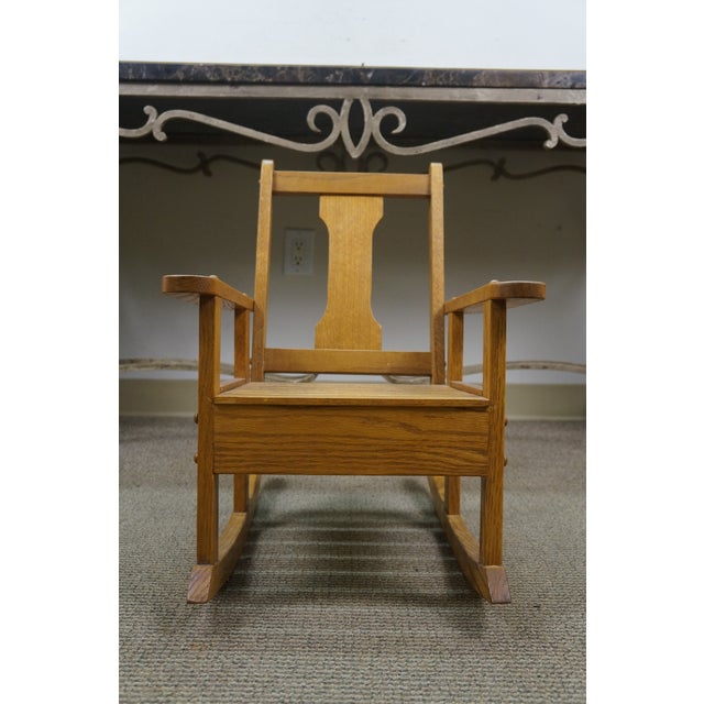 Early 20th Century Vintage Mission Oak Child Doll Dollhouse Size Rocking Chair Rocker 23" For Sale - Image 5 of 13