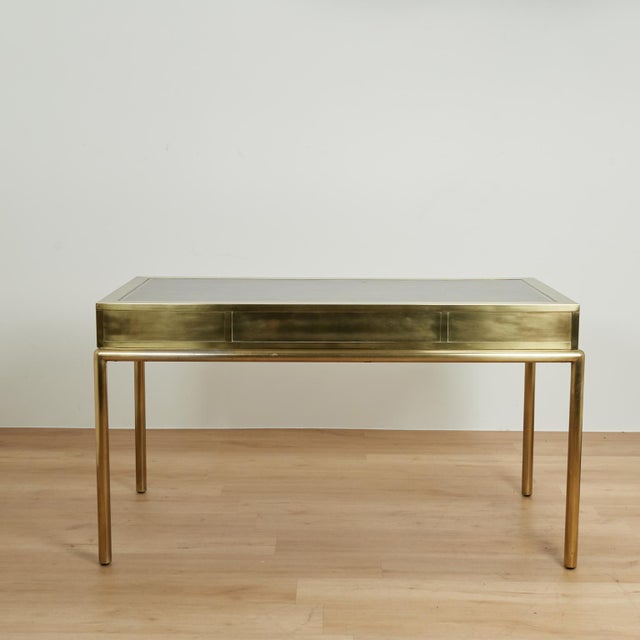 Mid Century Mastercraft Leather Top Brass Desk For Sale - Image 12 of 15