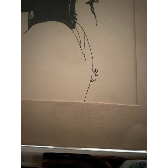 Metal 1970s Black Art Framed Black and White Portrait Drawing of a Young Person For Sale - Image 7 of 12