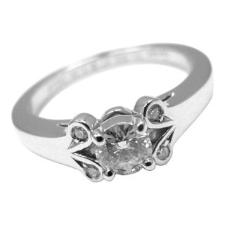Cartier Ballerine Platinum .24ct Diamond Engagement Ring Box Paper, size 4 For Sale