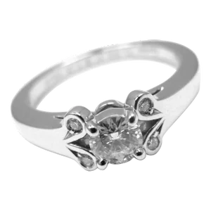 Cartier Ballerine Platinum .24ct Diamond Engagement Ring Box Paper, size 4