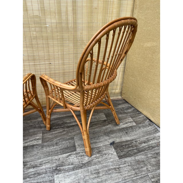 A Pair of Rattan Fan Back Lounge Chairs in the Franco Albini's Style. Circa 1980s For Sale - Image 11 of 18