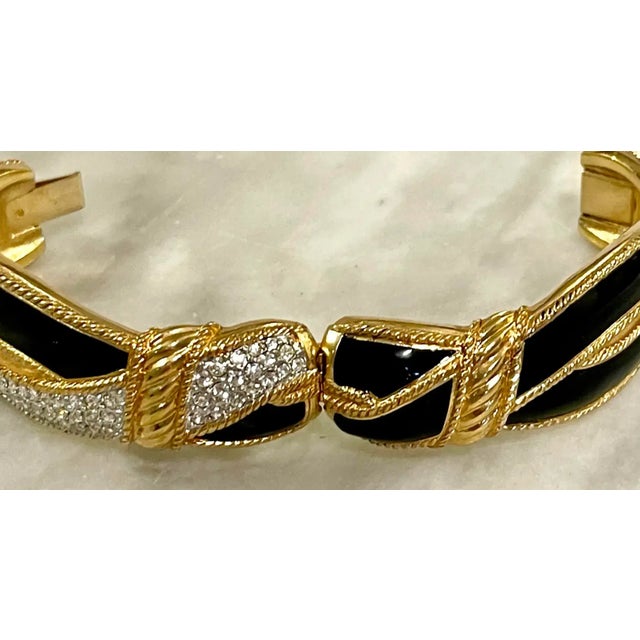 Swarovski Black Enamel and Crystal Clamper Cuff For Sale In New York - Image 6 of 8