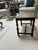 1920s Berkey & Gay Jacobean Revival Burl Walnut Kneehole Desk/Vanity With Glass Top & Stool, Vintage, Maker's Mark For Sale - Image 12 of 16